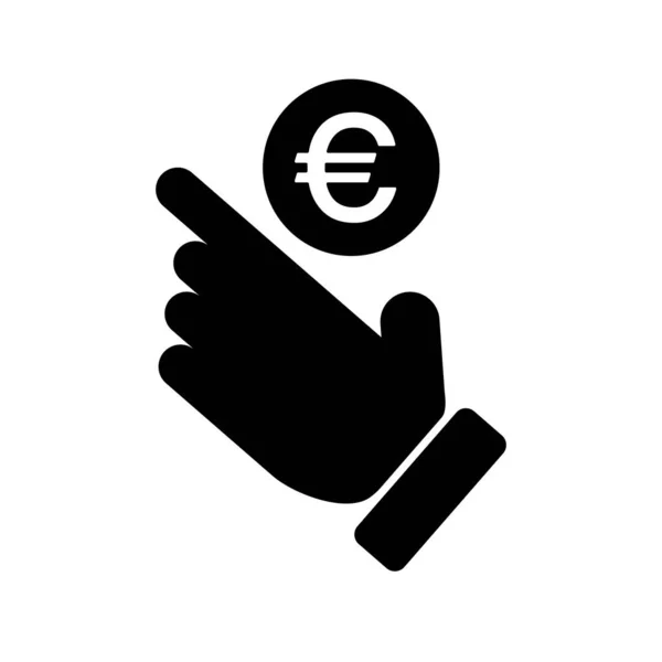 Ikona Sylwetki Dłoni Euro Wektor — Wektor stockowy
