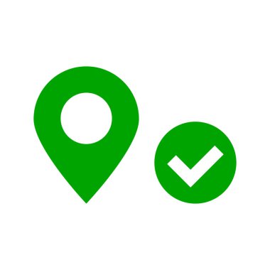 Harita iğnesi ve işaret simgesini kontrol et. Vektörler.