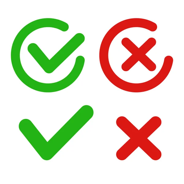Marca Verificación Cruz Icono Conjunto Respuestas Correctas Respuestas Incorrectas Vectores — Vector de stock