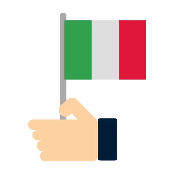 Ręka Mężczyzny Włoską Flagą Wektor Edytowalny — Wektor stockowy