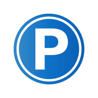 Yuvarlak park işareti. Motor parkı. Düzenlenebilir vektörler.