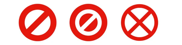 Prohibiciones Regulaciones Conjunto Signos Stop Iconos Marca Cruzada Vectores — Vector de stock
