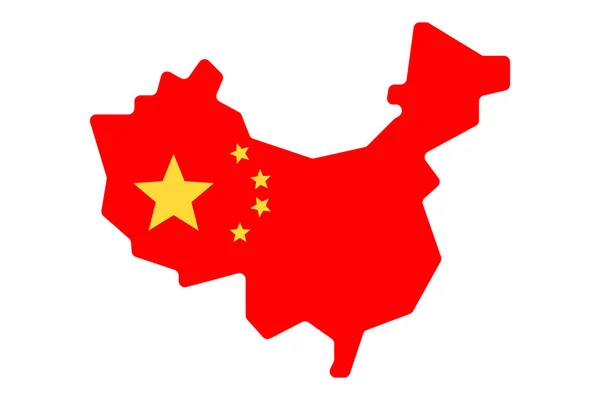 Bandera China Forma Del Continente Chino Vector — Vector de stock