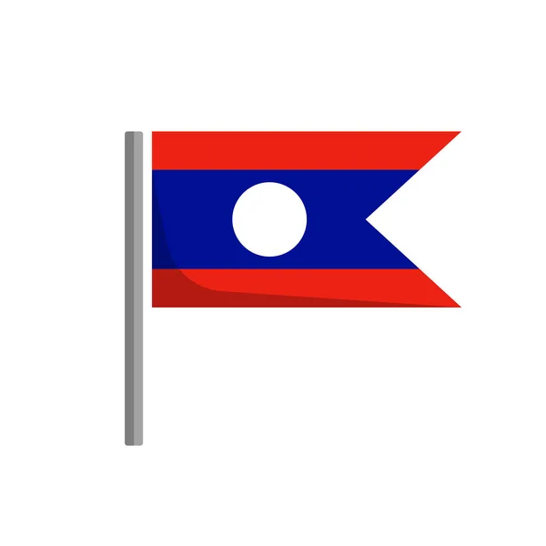 Bandeira Nacional Laos Com Pólo Vectores —  Vetores de Stock
