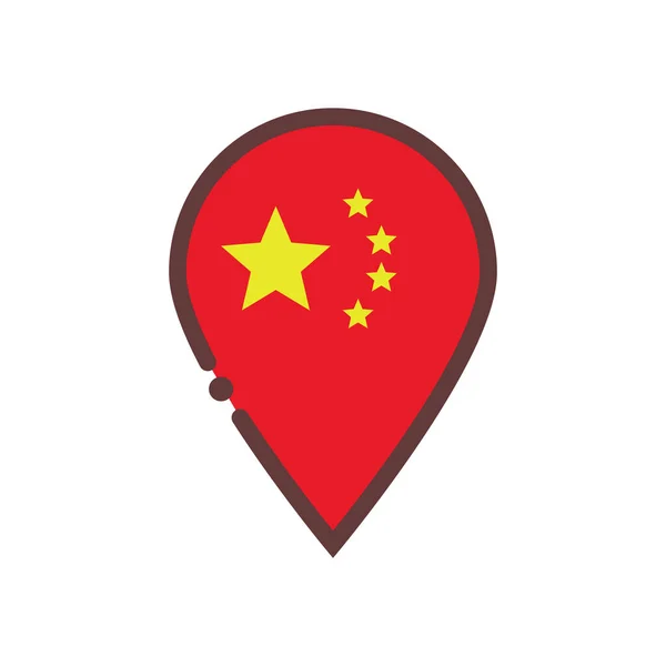 Mapa Pin Bandera China Vectores Editables — Vector de stock