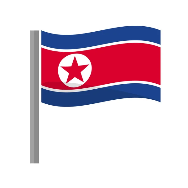 Eine Wehende Nordkoreanische Flagge Vektor — Stockvektor