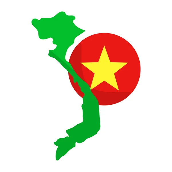 Bandera Redonda Vietnam Mapa Vietnam Vector — Archivo Imágenes Vectoriales