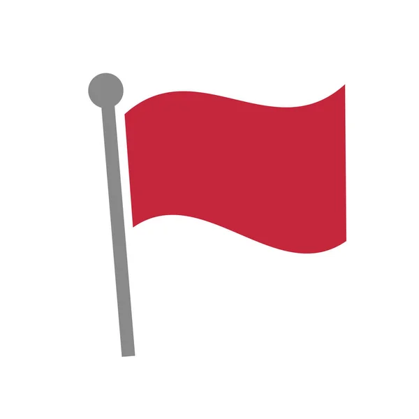 Wavy Red Flag Icon Vector — Stock Vector