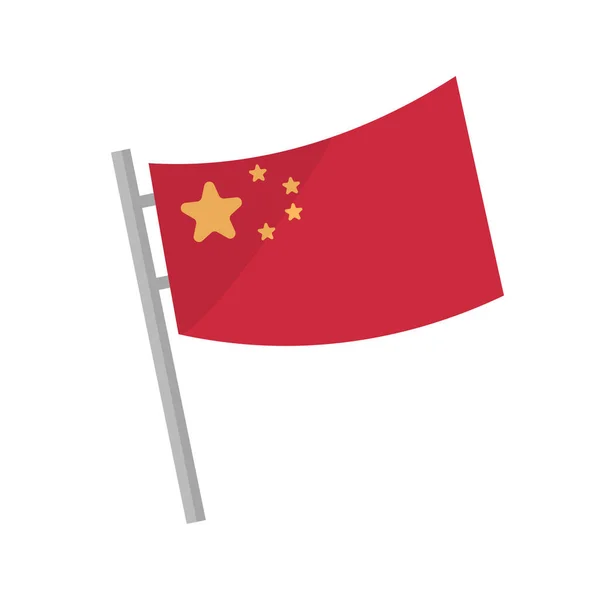 Bandera China Ondeando Viento Vector Editable — Vector de stock