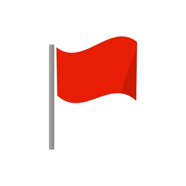 Ícone Uma Bandeira Vermelha Tremer Vento Vetor —  Vetores de Stock