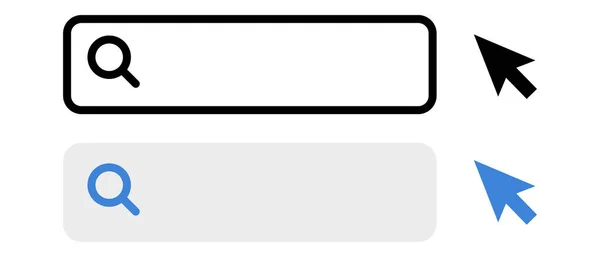 Ένα Σύνολο Εικονιδίων Για Γραμμή Αναζήτησης Και Δρομέα Του Ποντικιού — Διανυσματικό Αρχείο