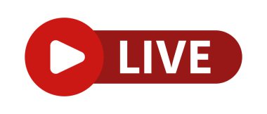 Çal düğmesi ve canlı yayın logosu. Düzenlenebilir vektörler.