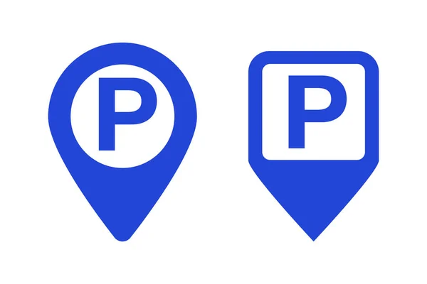 Parkering Skylt Karta Pin Ikon Set Parkeringsplatsens Platsinformation Redigerbara Vektorer — Stock vektor