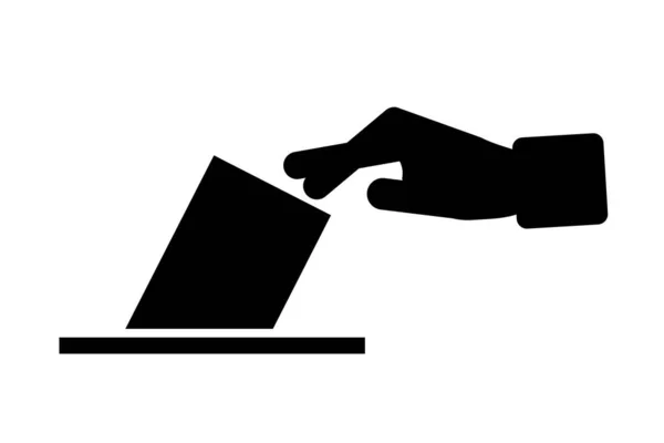 在投票箱里投票 投票手的轮廓图标 可编辑矢量 — 图库矢量图片