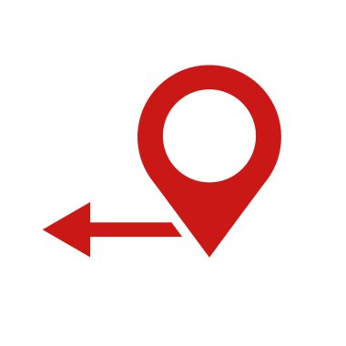 Harita iğnesi ve ok. Yer ve hareket. Vektör.