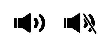 Ses simgesi ve sessiz simge. Ses ayarlaması. Vektörler.