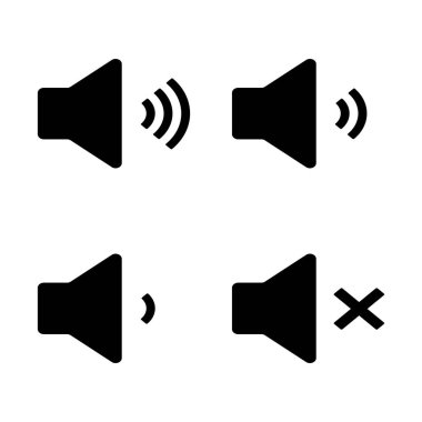 Ses düzeyi simgesi ve sessiz simge seti. Vektörler. EPS10.