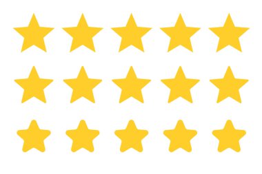 Farklı şekillerde beş yıldız ikonu. Beğeni. Vektörler.