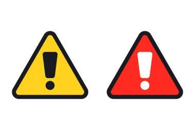 Sarı ve kırmızı uyarı sembolü. Düzenlenebilir vektör.