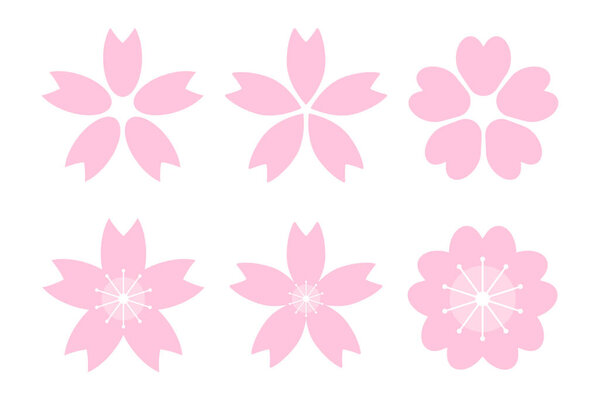 Cherry blossom icon set. Petals of spring season. Editable vector.