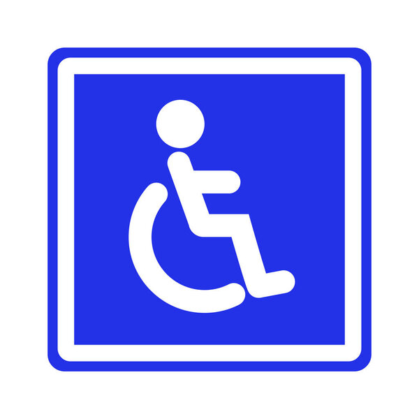 Blue sign for wheelchair only. Editable vector.
