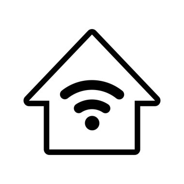 House ve Wi-Fi ikonu. Düzenlenebilir vektör.