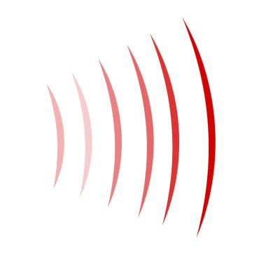 Kırmızı ses dalgaları ve radyo dalgaları. Akustik. Düzenlenebilir vektör.