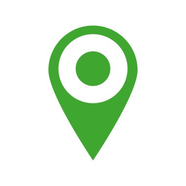 Yeşil kalem. Harita iğnesi. Düzenlenebilir vektör.