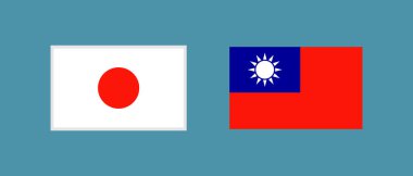 Japon ve Tayvan bayrakları seti. Düzenlenebilir vektör.