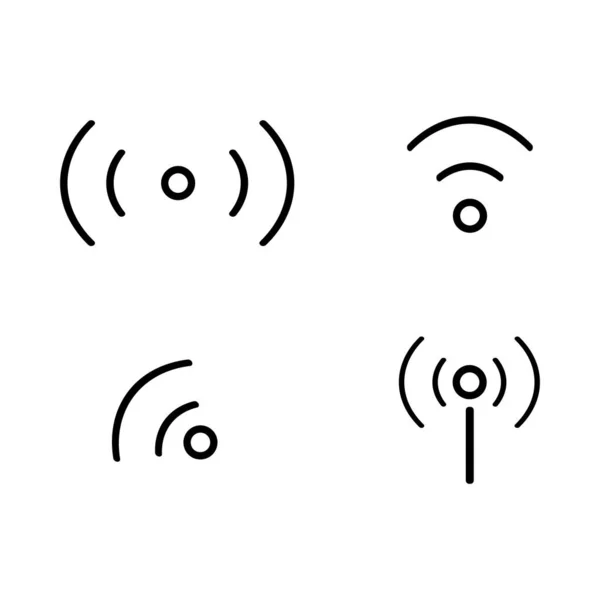 Icon Set Cellular Radio Wave Icons Radio Wave Antenna 可编辑矢量 — 图库矢量图片