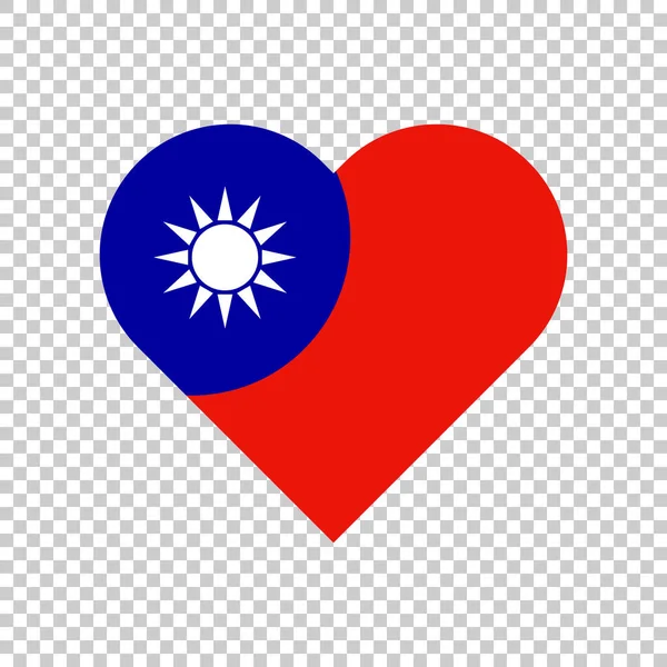 ハート型の台湾国旗 台湾への愛 編集可能なベクトル — ストックベクタ