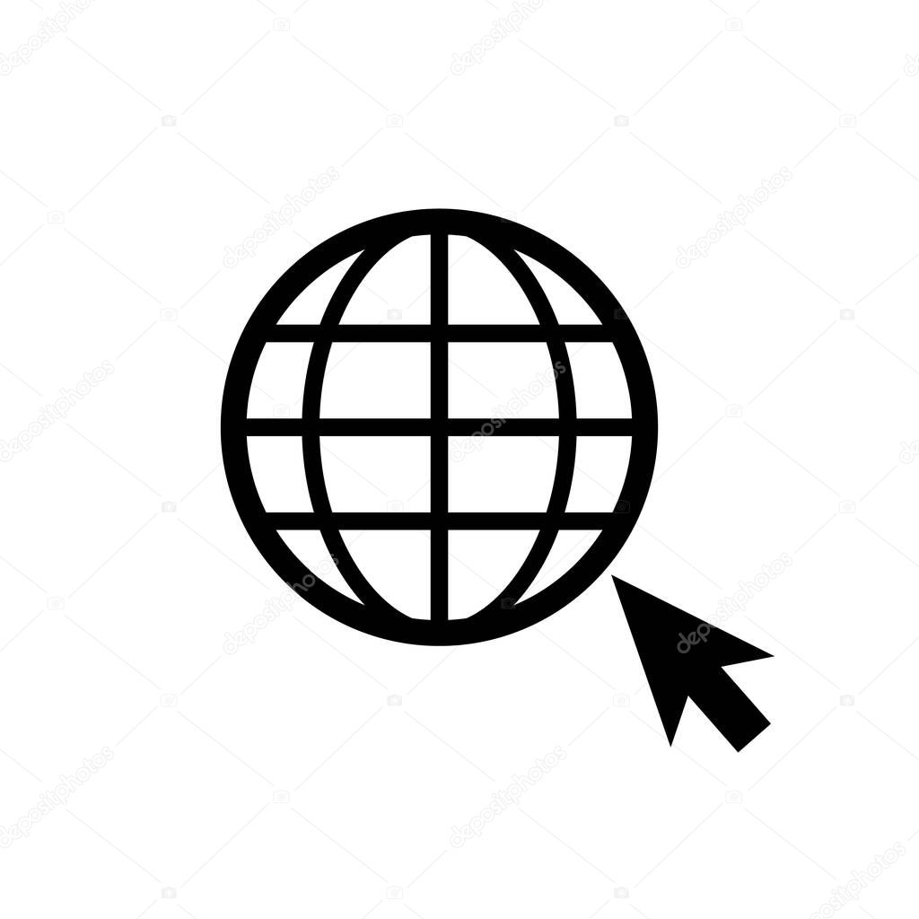 Browser icon and mouse cursor icon. Web search. Network. Editable vector.
