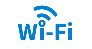 Wi-Fi metin ve Wi-Fi ikonu kombinasyonu. Düzenlenebilir vektör.