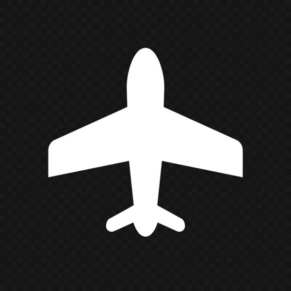 Λευκό Εικονίδιο Αεροπλάνου Απομονωμένο Μαύρο Διαφανές Φόντο Επεξεργάσιμο Διάνυσμα — Διανυσματικό Αρχείο