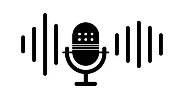 Delik Ses Dalgası Ikonlu Mikrofon Ses Ritim Düzenlenebilir Vektör — Stok Vektör