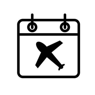 Uçuş Zamanlama Simgesi. Takvim ve Uçak. Düzenlenebilir vektör.