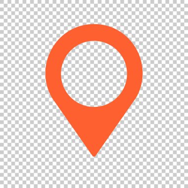 Şeffaf arkaplanda turuncu harita iğnesi izole edildi. Düzenlenebilir vektör.