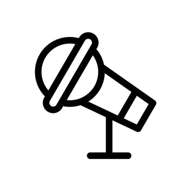 Mikrofon standı ve el mikrofonu ikonu. Görüşme. Düzenlenebilir vektör.