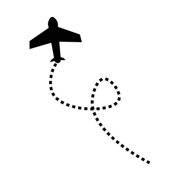 Σκιαγραφία Αεροπλάνου Και Διαδρομή Πτήσης Αεροσκάφη Και Ταξίδια Επεξεργάσιμο Διάνυσμα — Διανυσματικό Αρχείο