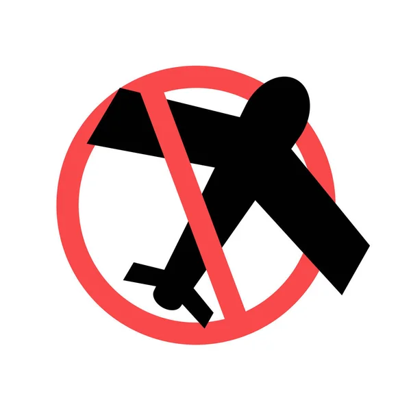 Силует Літака Знак Заборони Знак Заборони Виїзду Їзду Подорожі Заборонені — стоковий вектор