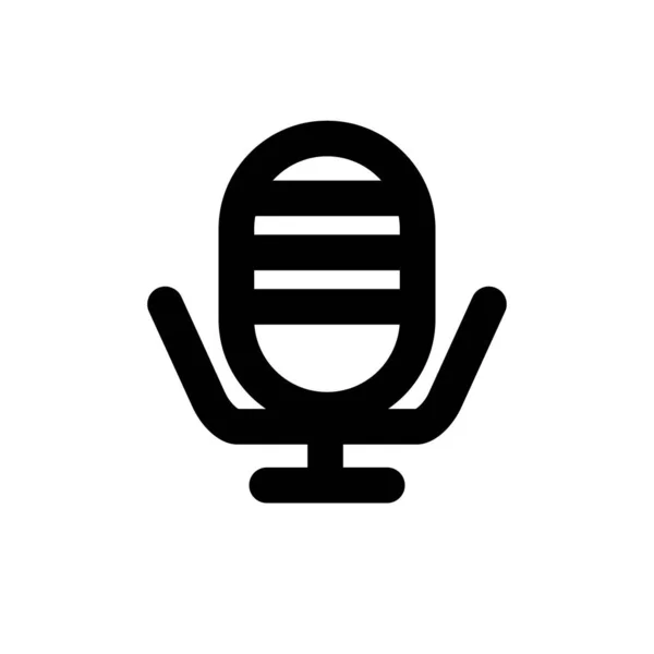 Küçük Mikrofon Ikonu Podcast Ses Için Sembol Düzenlenebilir Vektör — Stok Vektör