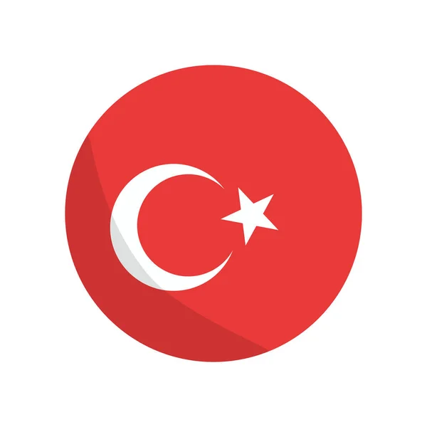 Runde Türkische Flagge Türkei Editierbarer Vektor — Stockvektor