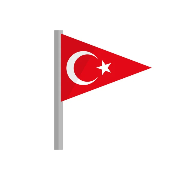 Pole Turkse Vlag Pennant Bewerkbare Vector — Stockvector