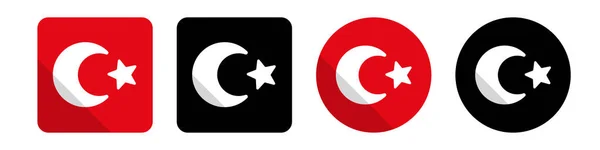 Turkse Vlag Pictogram Set Van Verschillende Vormen Bewerkbare Vector — Stockvector