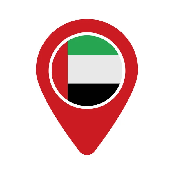 Pin Mapa Con Bandera Redonda Los Emiratos Árabes Unidos Ubicación — Archivo Imágenes Vectoriales
