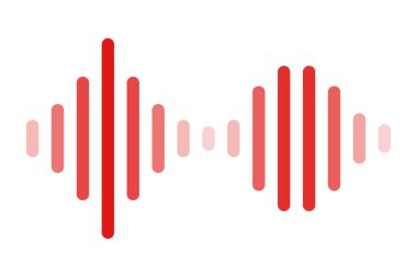 Kırmızı ses dalgaları ve ritim. Ses, dalgalar ve ritimler. Düzenlenebilir vektör.