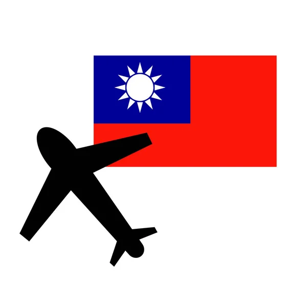 Σημαία Ταϊβάν Και Εικονίδιο Αεροπλάνου Επεξεργάσιμο Διάνυσμα — Διανυσματικό Αρχείο
