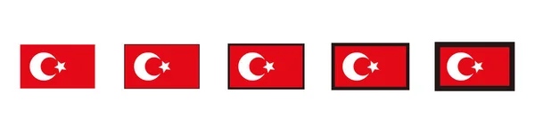 Conjunto Iconos Bandera Turca Con Diferentes Espesores Línea Vector Editable — Vector de stock