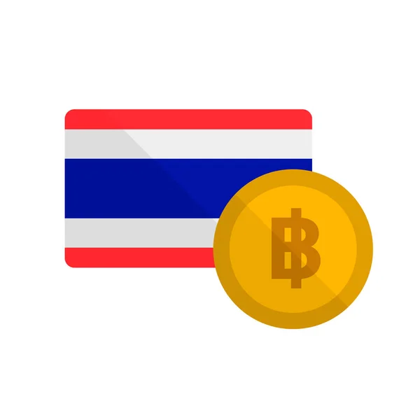Флаг Таиланда Иконка Бата Тайской Валюты Редактируемый Вектор — стоковый вектор