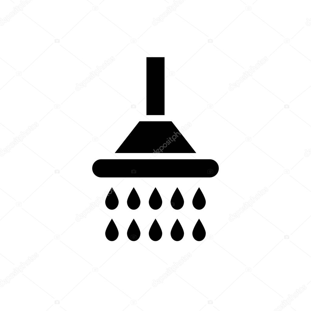Shower and water drops. Sprinkler. Editable vector.